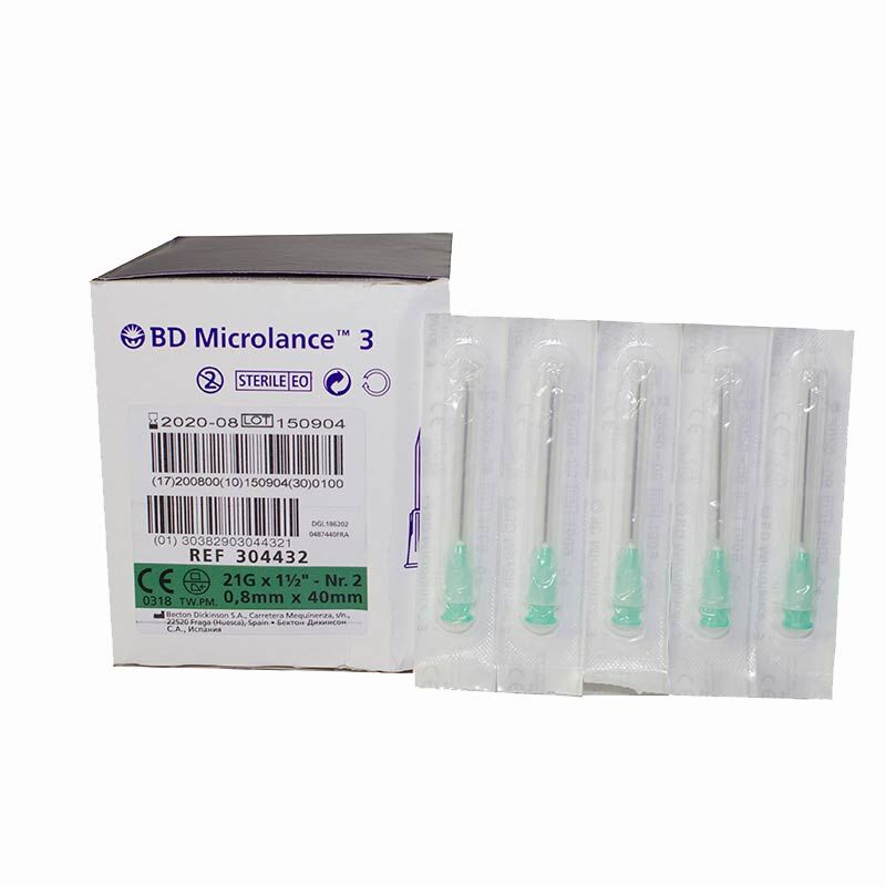 304432 BD Microlance Needles 21G x 38mm - Green - Pack of 100