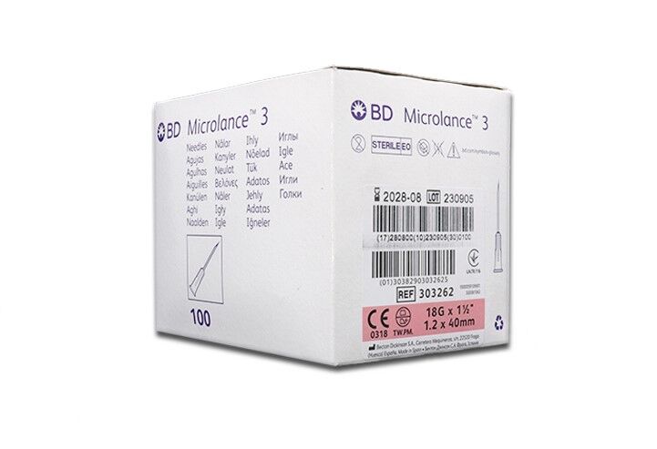 303262 BD Microlance 3 Hipodermik İğneler 18Gx1.5'' -Kutu100
