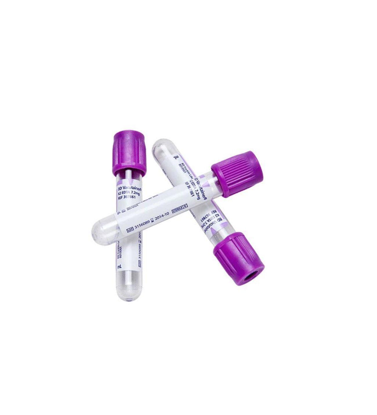 368841 BD Vacutainer Plastik EDTA Tüp, Lavanta, 10mL, 100/pk